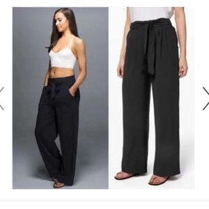 Lululemon Noir Career Wide Leg Tie Waist Career Office Black Pant. Sz10, black